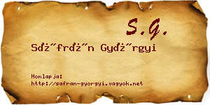 Sáfrán Györgyi névjegykártya